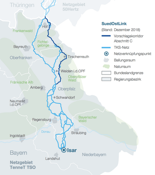 SuedOstLink: TenneT stellt Detailplan von Hof bis Pfreimd vor | TVA